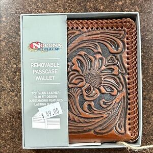 Nocona Brown Leather Passcase Wallet